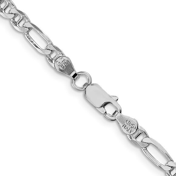 Kazi Luxury Sterling Silver Rhodium-plated 3.75mm Figaro Anchor Chain - Picture 3 of 4